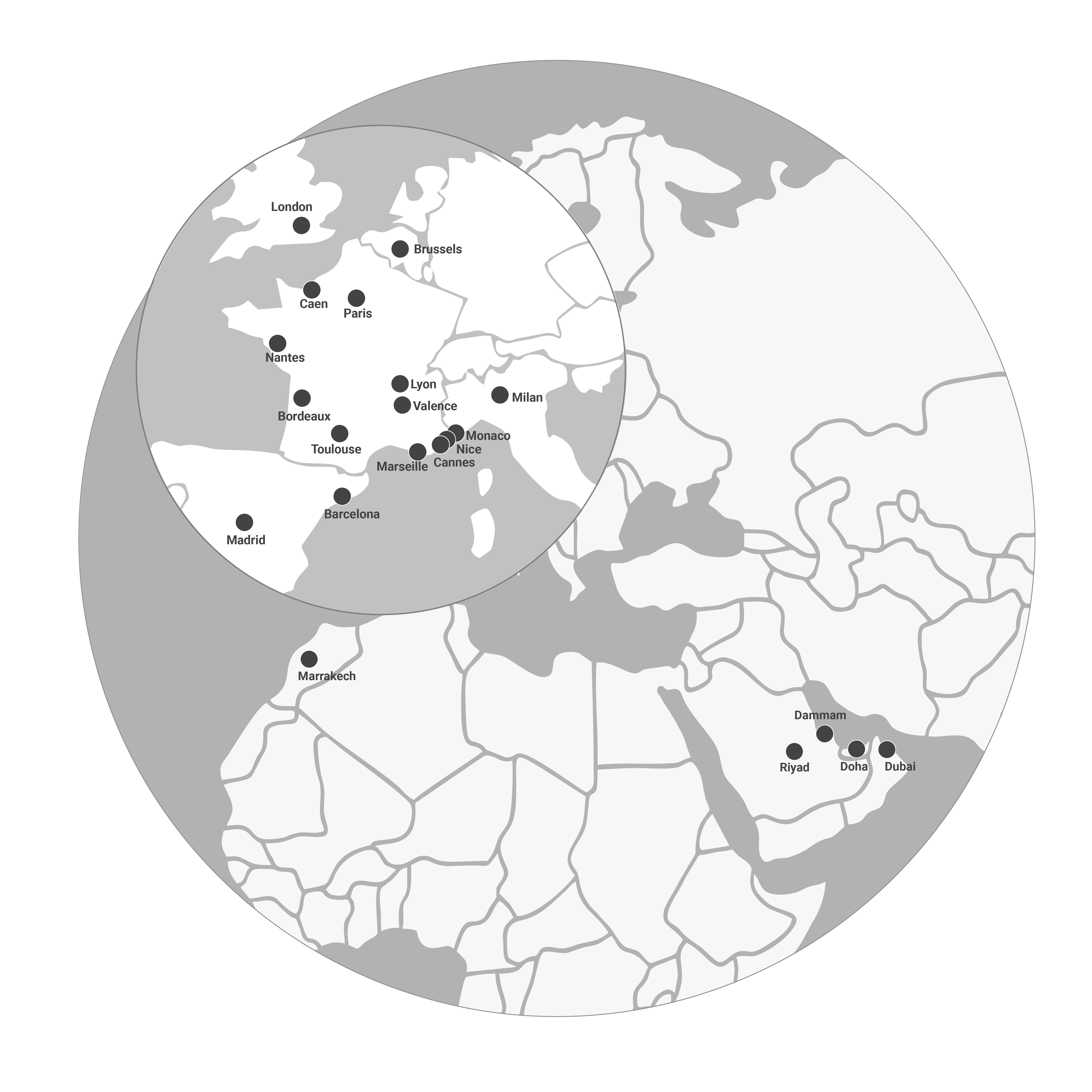 Carte des implantations du groupe Novelty-Magnum-Dushow