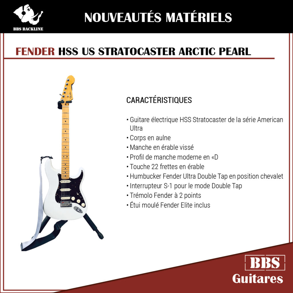Fiche fender HSS US Stratocaster Arctic Pearl